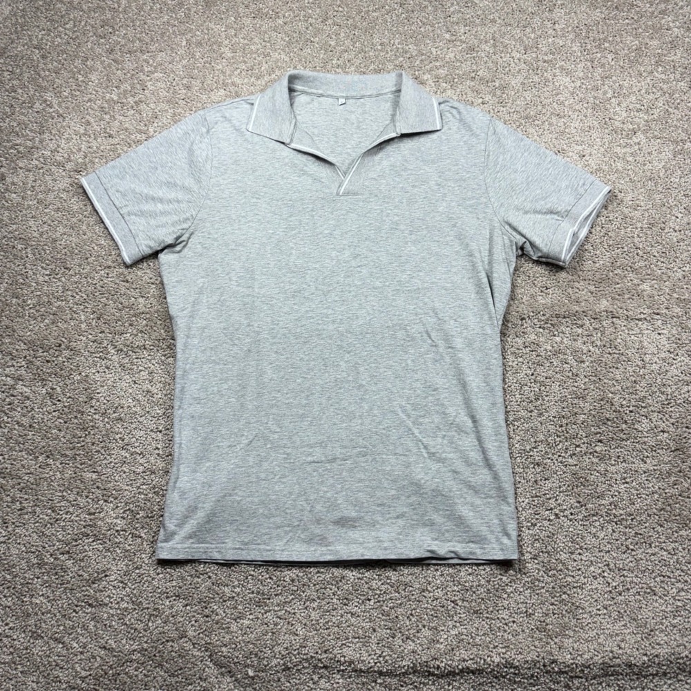 State and Liberty Johnny Collar Rock Polo Mens Medium Gray Athletic Fit Stretch
